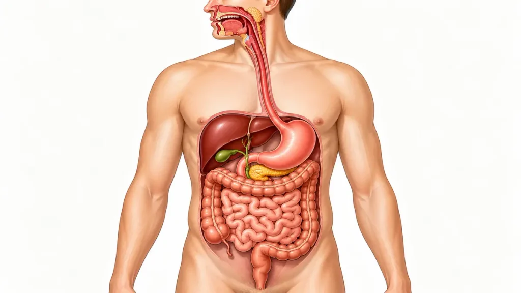 Gut health digestive system illustration